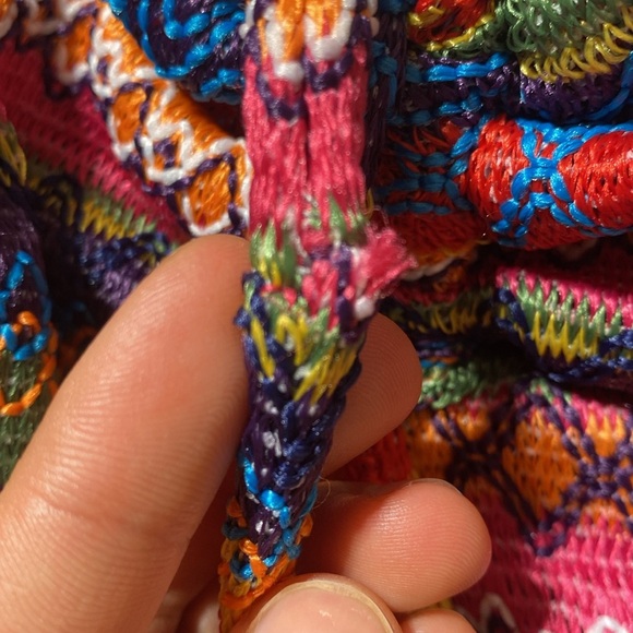 Cider Colourful Striped Beachy Boho V-Neck Front Tie Slit Maxi Dress Size XL - Picture 12 of 12